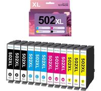 502XL Cartouches d'encre Compatible pour Epson 502 XL Cartouches Multipack pour Expression Home XP-5150 XP-5100 XP-5155 XP-5105 Workforce WF-2860 WF-2865 WF-2880 WF-2885 (12 Pack)