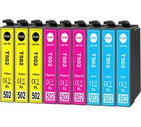 502XL Compatible Ink Cartridges for Epson 502 XL, for Epson Workforce WF-2860DWF WF-2865DWF WF-2880DWF Expression Home XP-5100 XP-5105 XP-5150 XP-5155 (3Cyan, 3Magenta, 3Yellow)