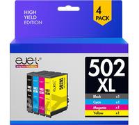 502XL Multipack Cartouches pour Epson 502 502XL pour Expression Home XP 5100 XP-5105 XP-5150 XP-5155, Workforce WF 2860 WF-2860DWF WF-2865DWF WF-2880DW(Noir Cyan Magenta Jaune, 4-Pack)