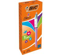 [503815-12] Bic Lot de 12 Stylos à bille rétractable 4 Colours Fun Lilas/blanc