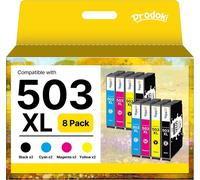 503Xl 503 Xl Paquet De 8 Cartouche D'Encre Pour Epson 503 Xl Multicouleur Compatibles Avec Epson Xp-5200 Xp-5205 Workforce Wf-2960 Wf-2960Dwf Wf-2965 Wf-2965Dwf (2 Noir Et 6 Couleur)