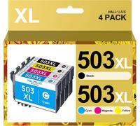 503XL Cartouches d'encre Remplacement pour Epson 503 503 XL pour Epson Expression Home XP-5205 XP-5200 Workforce WF-2960DWF WF-2965DWF (Noir Cyan Magenta Jaune, 4 Pack)
