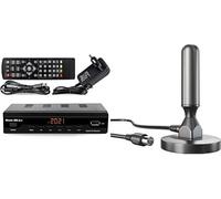 504 A+ Décodeur TNT Full HD -DVB-T2 - Compatible HEVC264 - Noir & KabelDirekt Antenne TNT HD DVB-T2 HD/DVB-T pour Une réception numérique maximâle avec Pied magnétique Stable et câble de 3 m