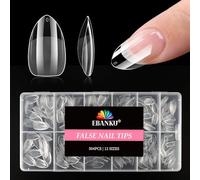 504 Pièces Ongles Faux Tips D'Ongles Amandes Moyens EBANKU Pré-Formés Transparents Ongles À Poser Acryliques Extensions D'Ongles Pour Femmes Filles Manucure DIY 12 Tailles