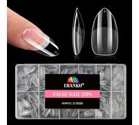 504 Pièces Ongles Faux Tips D'Ongles Amandes Moyens EBANKU Pré-Formés Transparents Ongles À Poser Acryliques Extensions D'Ongles Pour Femmes Filles Manucure DIY 12 Tailles