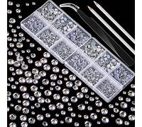 5040 Pièces Strass Cristal 6 Tailles Mixtes Strass Hotfix Ronds avec Pince à Épiler et Outil de Sélection de Strass Stylos pour Artisanat Ongles Visage Art Vêtements (Blanc)