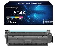 504A Cartouche de Toner Compatible Cartouches pour HP 504A CE250A CE251A CE253A CE252A pour HP Color LaserJet CP3525 CP3525N CP3525DN CP3525X CM3530 CM3530TS Imprimantes,BK-1 Pack