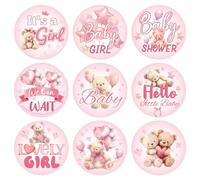 504pcs Fille Autocollants Baby Shower pour Cadeaux, Rose Doux It's A Girl Autocollants Bébé Rond Étiquettes Bébé Fille pour Emballage Cadeau Chocolat Bonbons Fête d'Anniversaire (Ours)