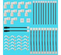 5050 10 Mm Kit De Connecteur De Lumière À Del À 2 Broches - Un Connecteur De Cavalier 10X, Des Connecteurs De Forme L En 10X, Un Connecteur 2X Cc Et Des Connecteurs Sans Gaule