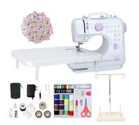 505A Mini machine à coudre électrique 12 points avec planche d'extension et kit de couture complet, double alimentation, pédale de vitesse, idéale pour les débutants et les bricoleurs