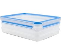 508556, 3 Boîtes Alimentaires Empilables Par Clip, 3 X 1,0l, 100% Hermétique, Transparent/Bleu, Clip & Close