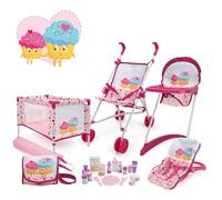 509 Crew 21 Piece Doll Stroll n Play & Care Combo Set, Doll Stroller, Doll Playard, Doll High Chair Set, Carry Cot, Diaper Bag, Feeding and Grooming Accessories, Ages 3+