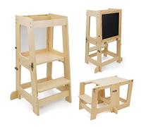 509 Crew PREMA Tour d'apprentissage 3 en 1 - Ustensile de cuisine pour enfants - Marchepied - Ensemble de chaises d'apprentissage pour enfants - Couleur naturelle
