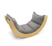 509 Jungle Plus Arche d'escalade, coussins épais, grande arche, 2 en 1, chaise à bascule, couleur bois, planche d'escalade Montessori, gris chiné