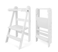 509 LOFTY Tour d'apprentissage pliable, Aide de cuisine pour enfants, Montessori, Marchepied, Pliable pratique pour le rangement, Réglage de la planche debout 3 hauteurs, Couleur Blanc