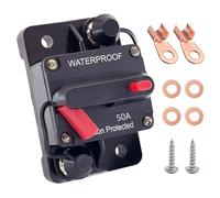 50A Circuit Breaker, Ampper Surface Mount DC 12V-48V Waterproof Thermal Circuit Breaker Fuse with Manual Reset/On-Off for Boat Trolling Motor Auto Audio Solar and More