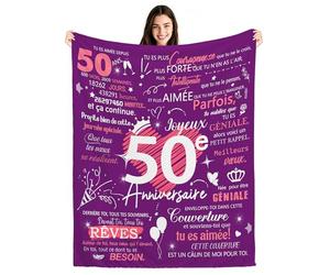 50e Anniversaire Couvertures Plaids pour femmes Cadeaux d'anniversaire pour les femmes de 50 ans Soeur Petite amie Épouse Maman Tante Cousine Amie Collègues Idées de Cadeaux d'anniversaire(50-elle)