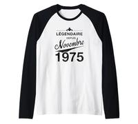 50e Anniversaire Né en Novembre 1975 Vintage 50 Ans d'âge Manche Raglan