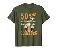 50e Anniversaire - Papa Bière Apéro Alcool Humour T-Shirt, Homme, Olive, L