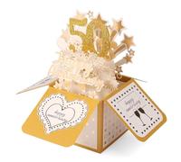 50e Carte Pop Up Anniversaire Ensemble, Étoile Feux d'Artifice Jubilé d'Or Carte de Vœux Anniversaire avec Enveloppe et Petite Cartes pour Couples et Parents