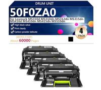 50F0ZA0 Noir Cartouche de Toner Haute Capacité de Remplacement pour Lexmark MS310d MS310dn MS312dn MS315dn MS410d MS410dn MS415dn MS510dn Imprimante, 60000 Pages,Black-4 Pack