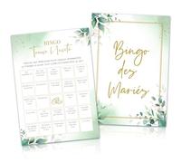 50Feuilles Cartes Bingo de Mariage Jeux Bingo Mariés Carte Quiz Questions Amusant au format A6 Jeu Brise-glaceles Cadeaux Invités pour Jeu d'Animation Cartes de Questions Loto de de Mariage