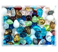 50g (150+ pieces) Teardrop Shaped Czech Glass Beads, Mixed Sizes (4-9mm), Mixed Color (50grams)