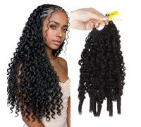 50g/1Pack Miracle Knots Crochet Human Hair (16Pouces, Burmese Curly) | Pre-Separated Invisible Feather Crochet Hair Extensions for Black Women, Crochet Cheveux Humain Meche Crochet Bouclé Naturel