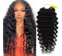 50g/1Pack Miracle Knots Crochet Human Hair (16Pouces, Deep Wave) | Pre-Separated Invisible Feather Crochet Hair Extensions for Black Women, Crochet Cheveux Humain Meche Crochet Bouclé Naturel