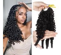 50g/1Pack Miracle Knots Crochet Human Hair, Crochet Human Hair Burmese Curly Pre-Separated Invisible Feather Crochet Braids Natural Hair for Black Women (#NA, Burmese Curly,18pouces)