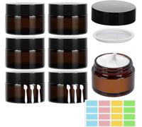 50g/50ml Pots Verre Ambre,6pcs Contenants Cosmétiques,Récipients Vides Rechargeables Pour Crème,Échantillons,Poudre,Baume À Lèvres