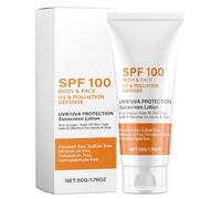 50g Crème Solaire SPF 100 Lait Solaire FPS 100 Crème Solaire Pour Visage Et Corps Écran Solaire Texture Légère Non Grasse Protège Des UVA UVB Anti-Dessèchement Crème Solaire Corporelle Non Grasse