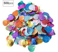 50G DIY PVC Shell forme paillettes joyeux anniversaire fête vêtements fournitures (or couleur mélangée)
