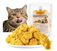 50g Lyophilisé Friandises pour Chat, Snacks de Poulet e Courge Lyophilisés pour Chiens Chats, Friandises pour Chats d'intérieur