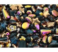 50g One Color Mix of Pressed Beads, Mix, black capri gold (23980-27137), Glass, Czech Republic
