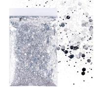 50g Poudre à Paillettes Argent Peinture Pailletée Fines Scintillant en PET Accessoire Loisirs Créatif Décoration Maquillage Ongles Nail Bricolage Artisanat Carte pour Fête Noël Mariage Anniversaire