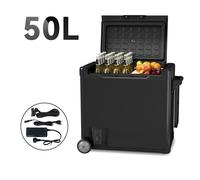 50L Glacière Électrique Double Zone, Réfrigérateur et Congélateur de Voiture 12/24/240V avec Écran LCD, 2 Roulettes, -20°C-20°C