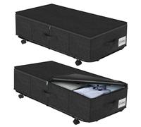 50L XL Robuste Boîte de Rangement sous Lit avec Roulettes, Lot de 2 Boîtes de Rangement sous Lit à Rouler, Boîtes de Rangement sous Lit avec Fond en Métal, Boîtes Organisatrices de Chambre avec
