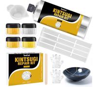 50ml Kintsugi Kit, SéCurité Alimentaire Kintsugi Kit, Avec de la Poudre D'Or et D'Argent, Colle Ceramique, RéParer et DéCorer la Porcelaine, la CéRamique, le Gypse, la Colle de RéParation en Verre