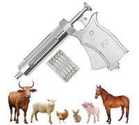 50ml Seringue Continue pour BéTail, Pompe De PréCision RéUtilisable pour Distributeur De MéDicaments pour Animaux, pour Chevaux Ovins Bovins MatéRiel D’éLevage avec 10 Aiguilles en Acier Inoxydable