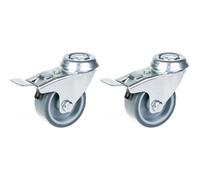 50mm 2" castor grey rubber tyre, swivel with brake, 80kg capacity, set of 2