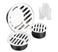 50mm-200mm Siphon de Sol Rond Grille Gouttière Anti Feuilles en 304 Acier Inoxydable Drain de Sol Anti-Blocage pour Maison Avant-Toit Fossé Égout et Jardin Design(200mm/8in)
