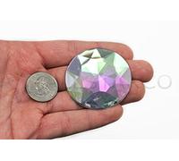 50mm Extra Large Flat Back Round Acrylic Rhinestones Plastic Circle Gems For Costume Making Cosplay Jewels Pro Grade Embelishments - 4 Pieces (Crystal AB H702)