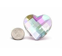 50mm Flat Back Heart Acrylic Rhinestones 2 Inch Costume Making Gems Cosplay Props Embelishments - 2 Pieces (Crystal AB H702)