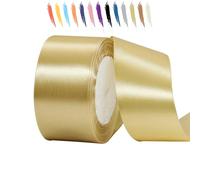 50mm Or Du Tyran Ruban Satin pour Emballage Des Cadeaux,23 mètres Polyester Rubans pour Bouquets,Ballon,Couture,Nœuds,Gâteau,Satin Ruban Roll pour Décoration de Mariage/Anniversaire/Noël/Fête