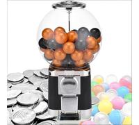 50mm pièce opérée Distributeur Automatique, Machine à Gomme à Bulle opérée par pièce de comptoir avec clés, Banque de Gomme à Capsule, 200 Boules vides et 100 jetons, pour Les magasins de détai Black