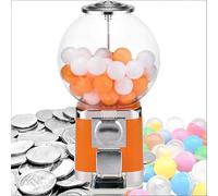 50mm pièce opérée Distributeur Automatique, Machine à Gomme à Bulle opérée par pièce de comptoir avec clés, Banque de Gomme à Capsule, 200 Boules vides et 100 jetons, pour Les magasins de déta Orange