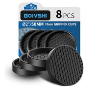 Ø 50mm Pieds de canapé antidérapants，Silicone Machine à Laver Meubles sous-Verre，prévenir Les Rayures et Les dommages au Sol，8 Pcs Rond Noir