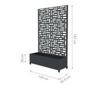 50NRTH GmbH Westmann Bac à plantes avec treillis Dekora 3 Anthracite 42,5 × 120 × 187 cm Quantité:1