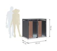50NRTH GmbH Westmann Mülltonnenbox Status 2 2 x 240L Anthracite aspect bois 80 × 132 × 116 cm Quantité:1